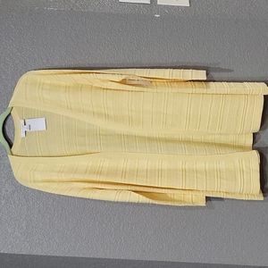 Madison Grey long Cardigan ribbed textured open front plus size 1X Yellow New